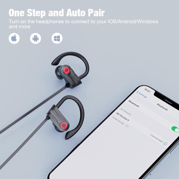 Boean Bluetooth Headphones, Wireless Headphones with 16 Hours Playtime Bluetooth 5.3 Wireless Earbuds HD Deep Bass Stereo Sound Isolation IPX7 Waterproof Earphones for Workout Running Sports - Image 5