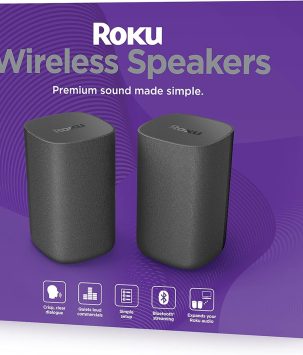 Roku Wireless Speakers (for Roku Streambars or Roku TV),Black 2 Count (Pack of 1)