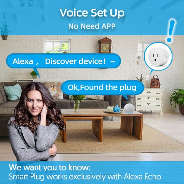 Smart Plug, Simple Setup with One Voice Command, Works with Alexa Only, Remote Control with Timer Function, Bluetooth Mesh Outlet, Alexa Echo Required （2 Pack） - Image 2